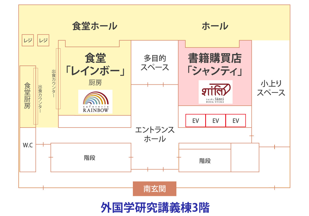 外国学研究講義棟3階の店舗